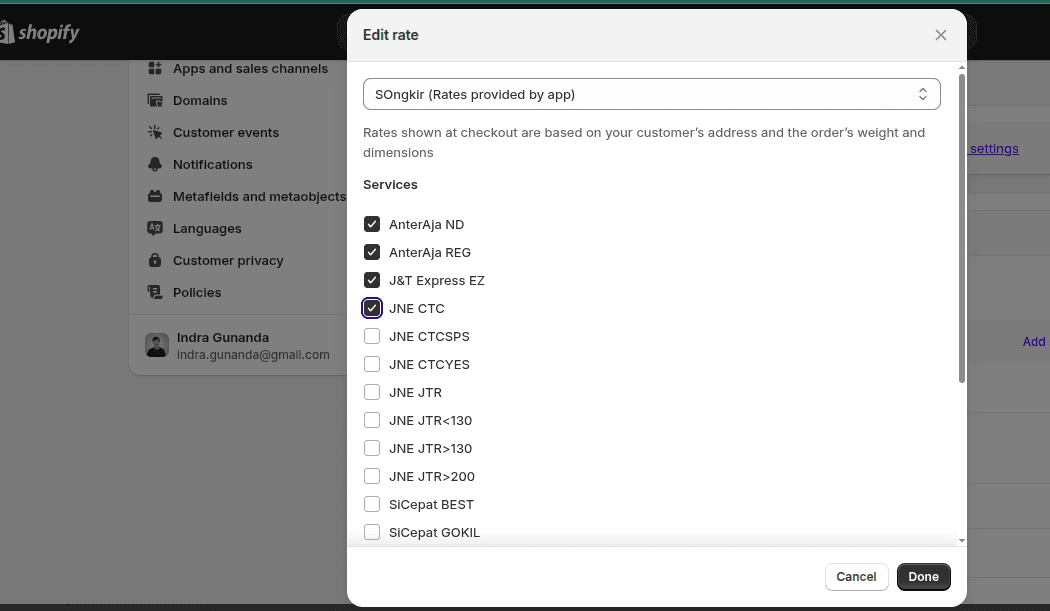 Pilih Kurir & Simpan